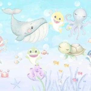 TECIDO SUBLIMA&Ccedil;&Atilde;O - PAINEL RETANGULAR - BABY SHARK