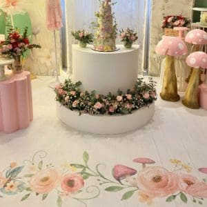 TAPETE - LONA BRANCA FLORAL