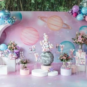 TAPETE - LONA - ESPA&Ccedil;O - ASTRONAUTA - ROSA